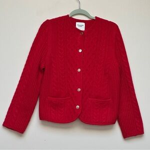 Abercrombie & Fitch Red Cable Knit Sweater Jacket Size Large